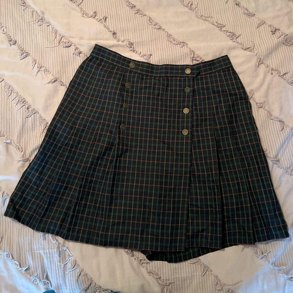 Plaid Green Pleated Skirt/Skort